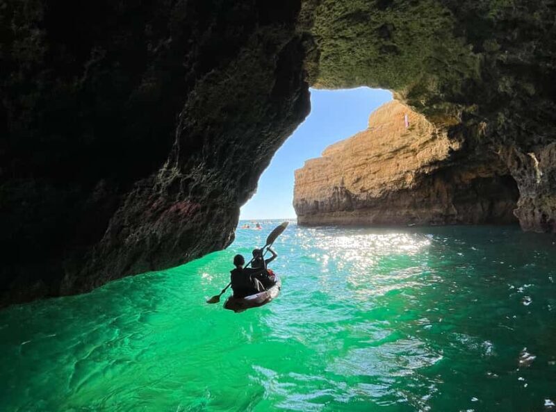 Albufeira: Hidden Beaches & Cliffs Guided Kayak Cave Tour - The Hidden Beach and Swimming Stop
