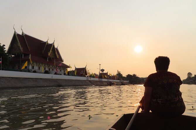 Ayutthaya Glittering Sunset, Boat Ride, Noted Sight, Local Market - Return to Bangkok