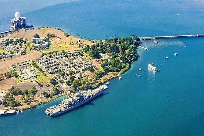 Battleships of WWII at Pearl Harbor from Waikiki - Final Reflection at Punchbowl Cemetery