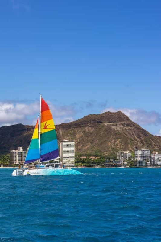 Board from Waikiki Beach for our Aloha Hour Sail - Key Points