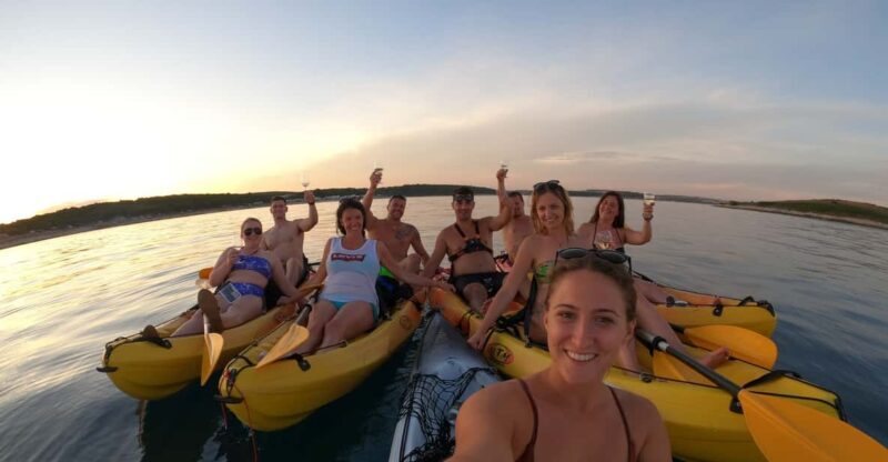 Cape Kamenjak: Sunset Kayak/SUP Wine Tour - The Itinerary in Detail