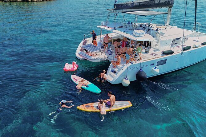 Chania Old Port All-inclusive Catamaran Cruise to Agioi Theodori - Key Points