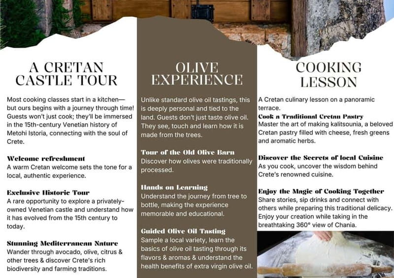 Chania: Olive Oil Tasting & Cooking Class at Metohi Istoria - Experience the Authentic Flavors of Crete at Metohi Istoria