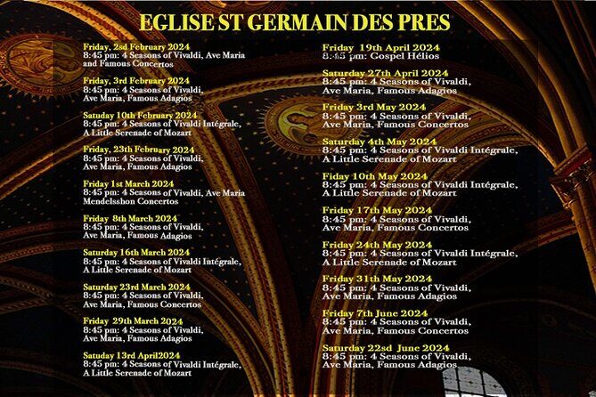 Classical Music Concert Saint Germain des Prés Church - FAQ