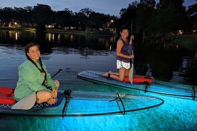 Date Night LED Glow Clear Kayak or Clear Paddleboard & Champagne - Paddling and Photography: A Picture-Perfect Night