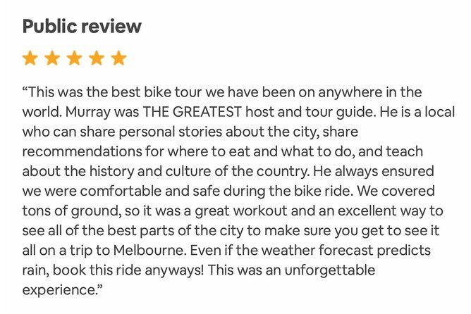Famous Melbourne City Bike Tour - Authentic Experiences and Unique Stops