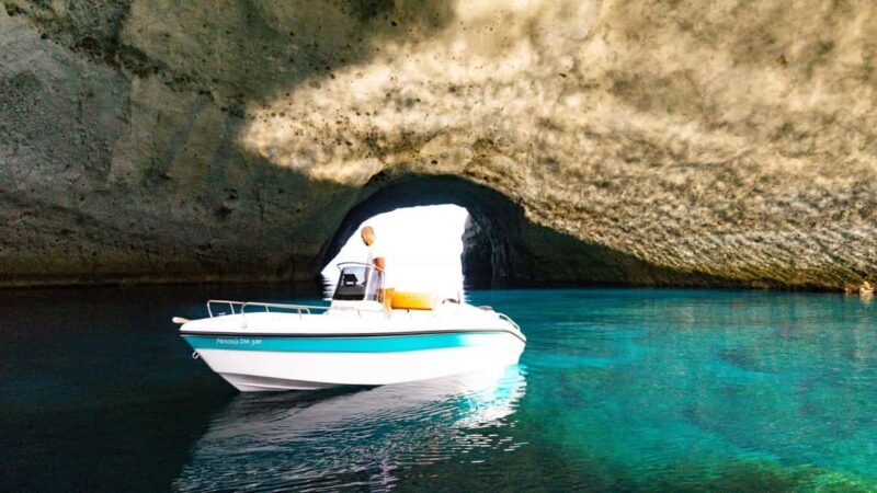 From Milos: Rent a Boat with guide to Kleftiko - Key Points