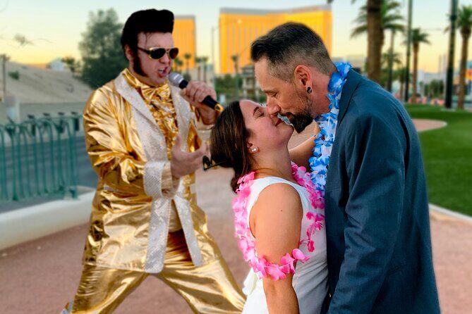 Gold Elvis Wedding or Vow Renewal at Las Vegas Sign - The Details That Make It Special