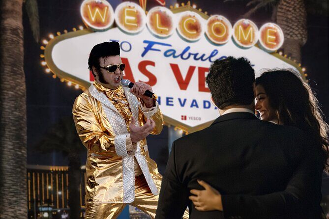 Gold Elvis Wedding or Vow Renewal at Las Vegas Sign - The Value for Your Money
