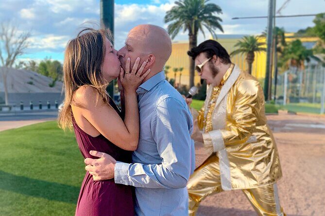 Gold Elvis Wedding or Vow Renewal at Las Vegas Sign - Who Will Love This Experience