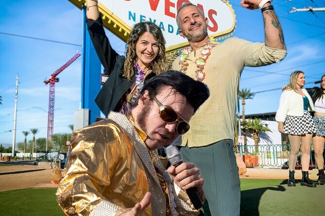Gold Elvis Wedding or Vow Renewal at Las Vegas Sign - The Sum Up