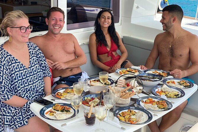 Heraklion: Dia Catamaran Tour, Lunch, Open Bar & Snorkeling - The Mediterranean Lunch