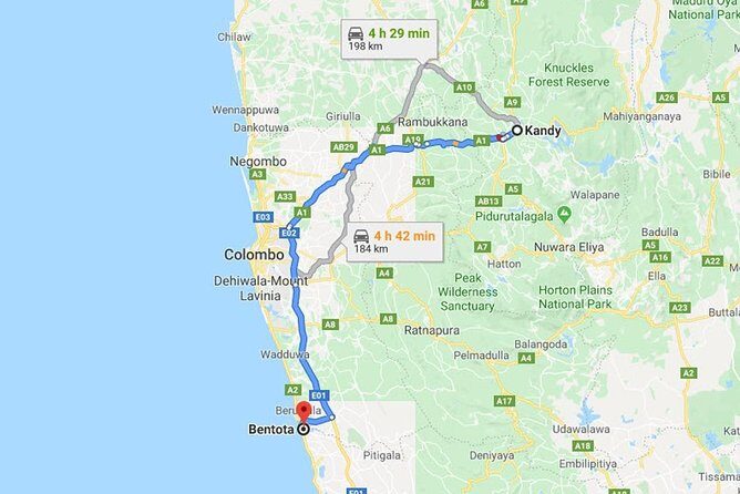 Kandy City to Bentota City Private Transfer - Key Points