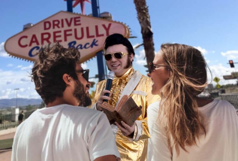 Las Vegas: Gold Elvis Vow Renewal or Wedding at Welcome Sign - Analyzing the Value