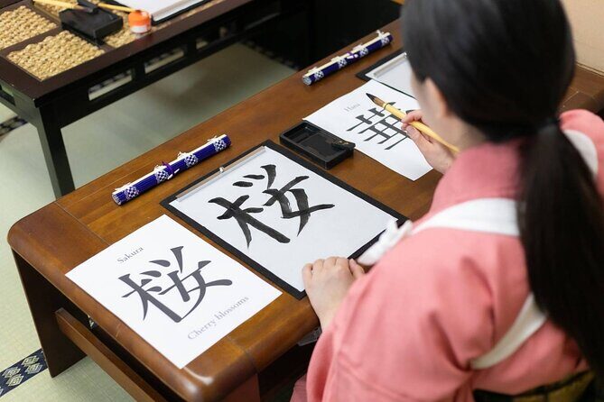 Learning Zen of Japanese Calligraphy in kimono near Osaka Castle - The Value and Practicalities