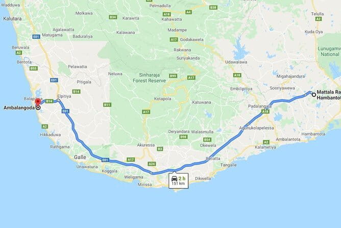 Mattala (HRI) Airport to Ambalangoda City Private Transfer - Key Points