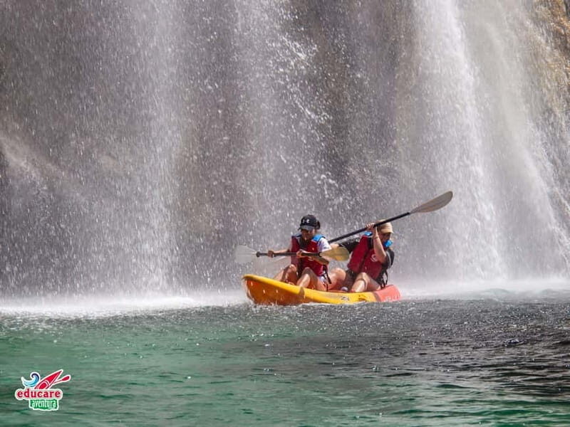 Nerja: Self-Guided Kayak Tour. Maro Waterfall. Support boat for the route. - Key Points