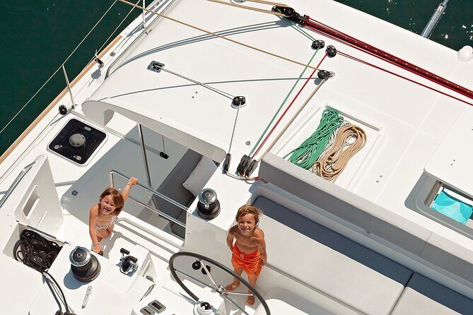 Platinum Santorini Cruise Catamaran with BBQ & Open Bar - Key Points