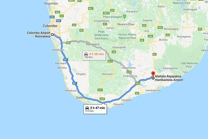 Ratmalana Airport (IATA: RML) to Mattala Intl. Airport (IATA: HRI) Transfer - Key Points