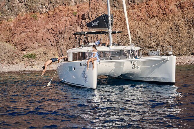 Santorini: Caldera Luxury Catamaran Cruise with Meal & Drinks - The Long Stop at Nea Kameni