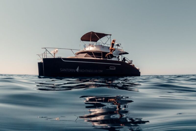 Santorini: Caldera Private Power Catamaran Cruise - Food, Drinks, and Comfort