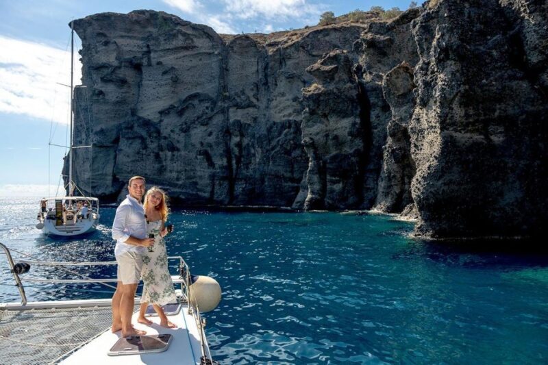 Santorini: Catamaran Cruise with BBQ and Drinks - Key Points