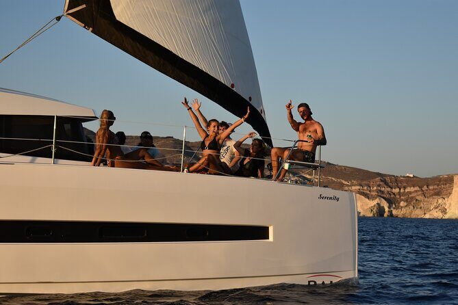 Santorini Catamaran Cruise with Fresh Meal and Open Bar - An Authentic Day on the Water: Santorini Catamaran Cruise with Fresh Meal and Open Bar