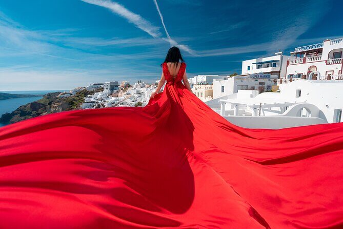 Santorini flying dress photo - The Experience in Detail