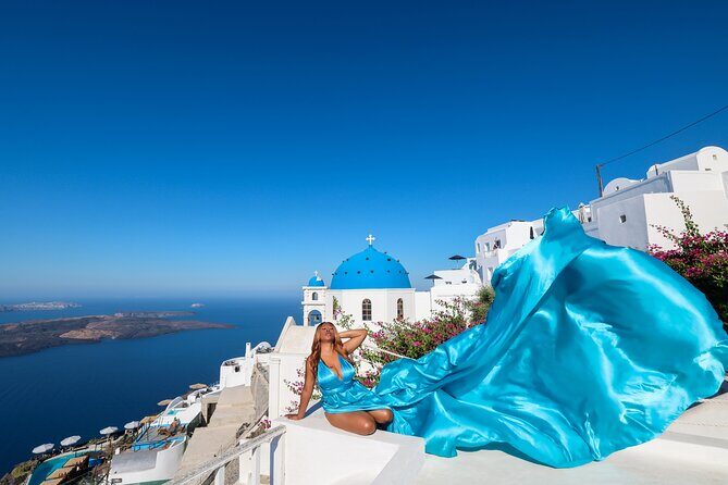 Santorini Flying Dress Photography - Experience the Charm of Santorini with a Flying Dress Photoshoot