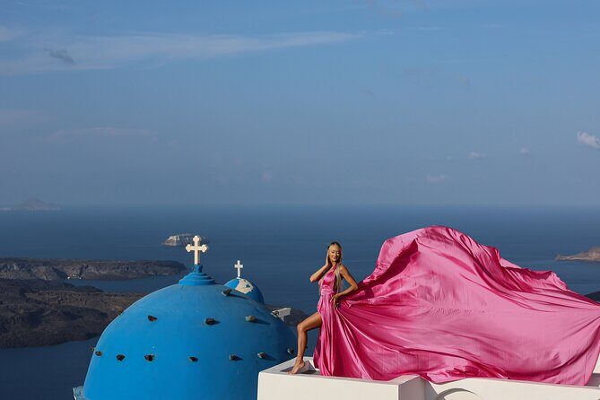 Santorini Flying Dress Photoshoot  Private Tour & Photos - The Dress Collection and Comfort