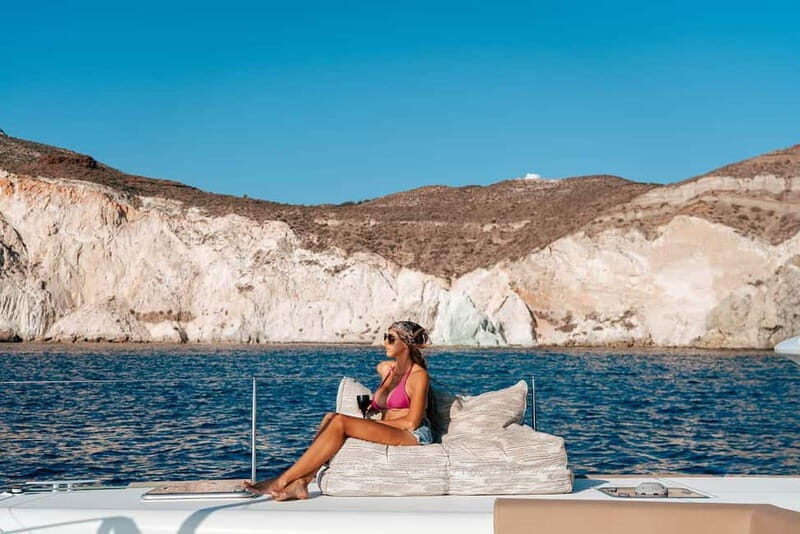 Santorini: Luxury Catamaran Cruise with Lunch, BBQ & Drinks - Key Points