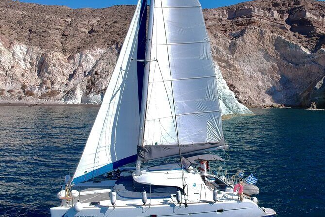 Santorini: Premium Small-Group Catamaran Cruise with Food/Drinks - Key Points