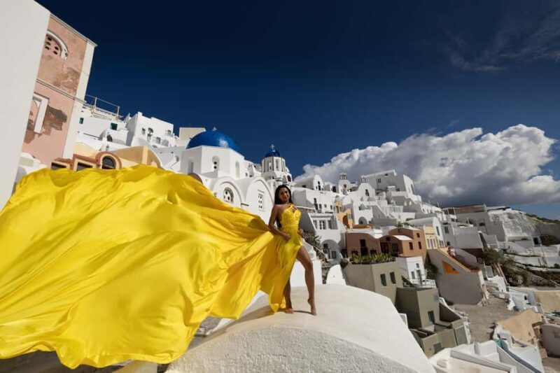 Santorini: Private Flying Dress Photoshoot at Blue Domes - The Itinerary: What to Expect