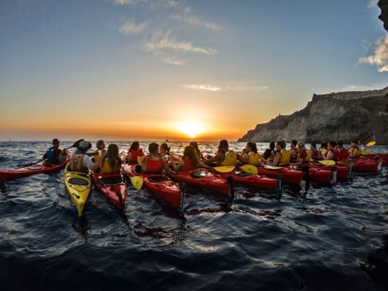 Santorini: Sunset Sea Kayak with Light Dinner - Key Points