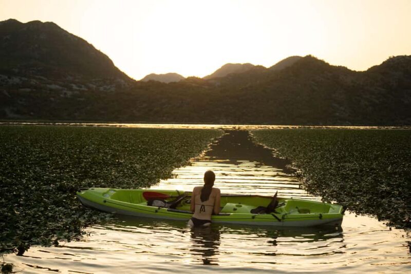 Skadar Lake: Individual Kayaking, hidden canals and swimming - The Sunset Experience