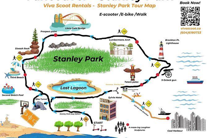 Stanley Park Seawall E-scooter Rental with Self Guided map - The Sum Up