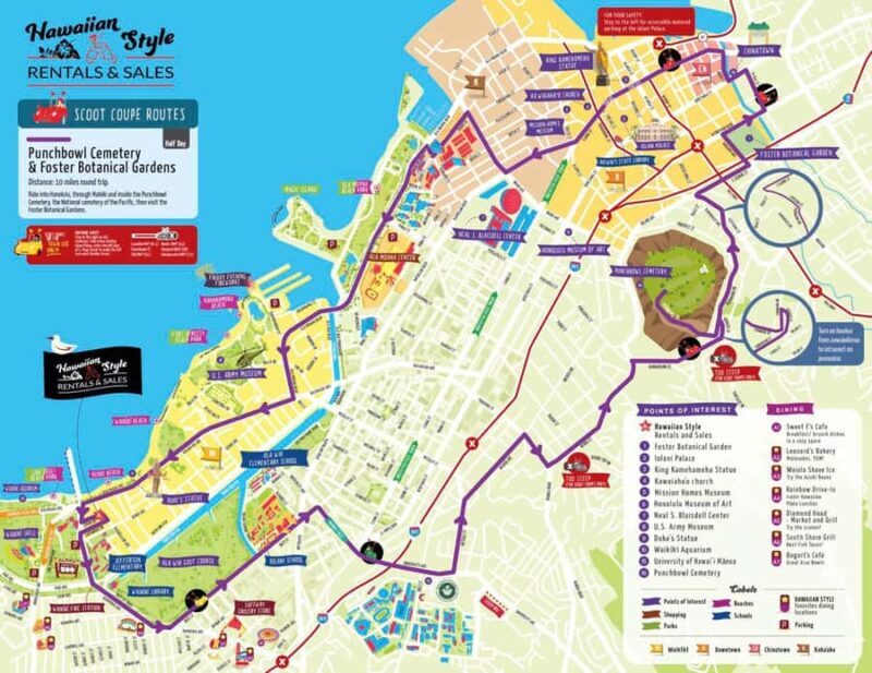 Uluniu Ave: Waikiki Scoot Coupe Rental Punchbowl Day Trip - Key Points