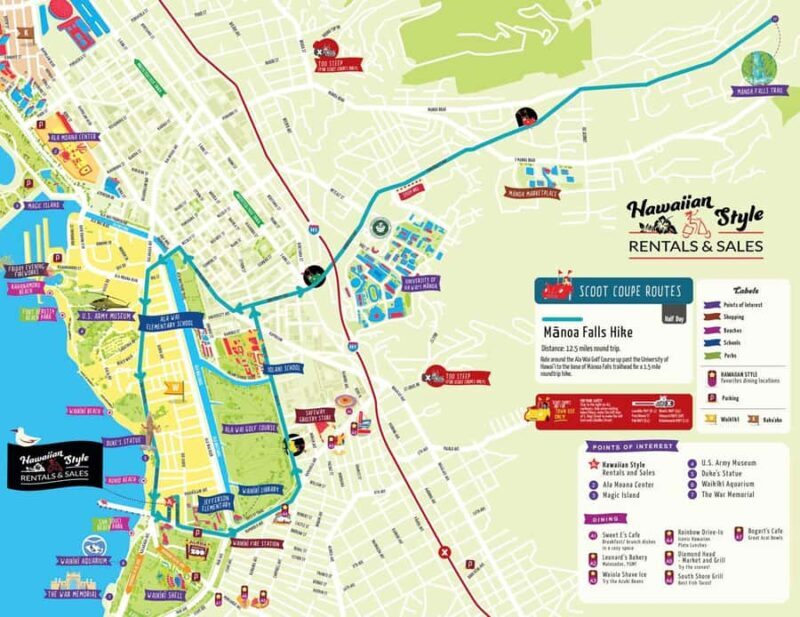 Uluniu Ave: Waikiki Scoot Coupe Rental Ride In Manoa Valley - Key Points