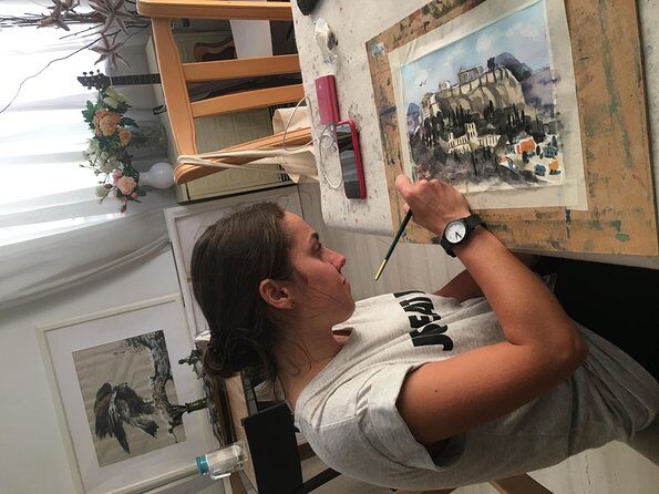 workshop for painting acropolis/landscape with local artist - A Creative Journey in Athens: Watercolor Landscape Workshop with a Local Artist